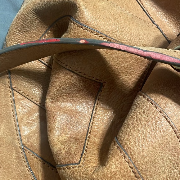 EUC Vintage Lucky Brand Large Y2K Tan Leather Double Strap Tote Shoulder Bag - Picture 13 of 16